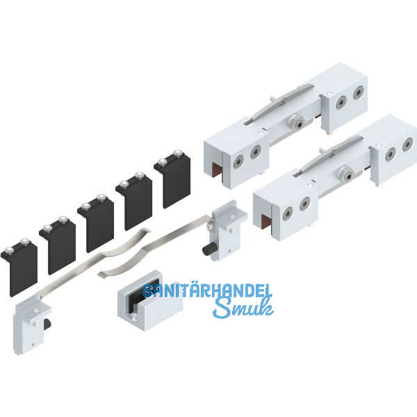 HELM GT-L 80 Beschlagset Glas 8-10,76 mm ohne Laufschiene 80 kg silber eloxiert