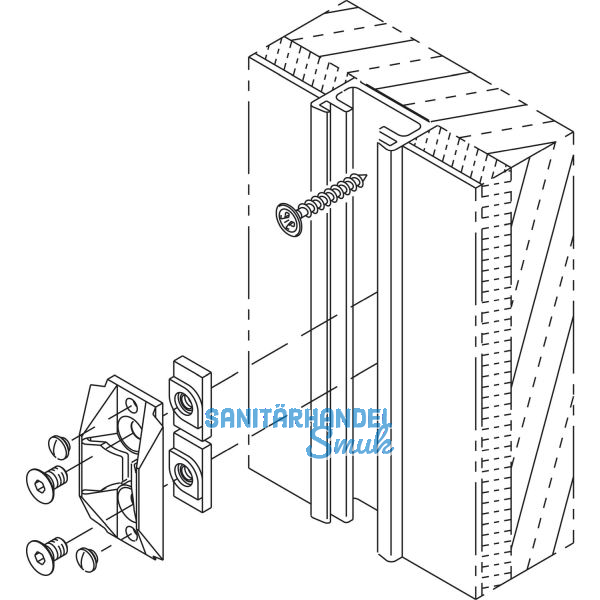 HAWA Zentrierteil Ganzglasschiebet�ren zu Wandanschlussprofil schwarz