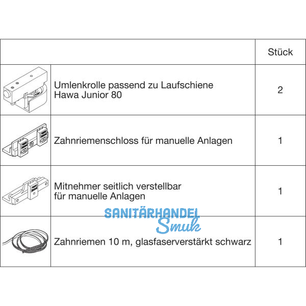 HAWA Junior 80/Z Symmetric Synchronbeschlag Fl�gelbreite 500-1200 mm
