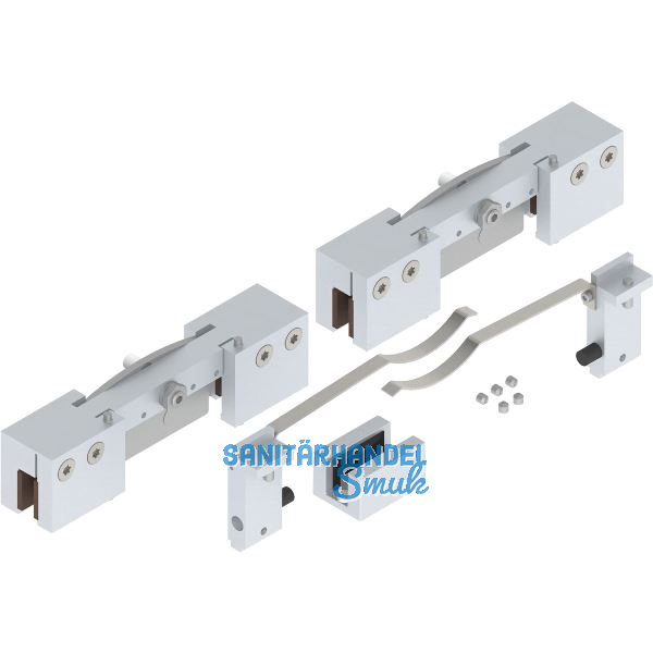 HELM GT-S 150 Beschlagset Glas 8-12,76mm ohne Laufschiene 150kg silber eloxiert