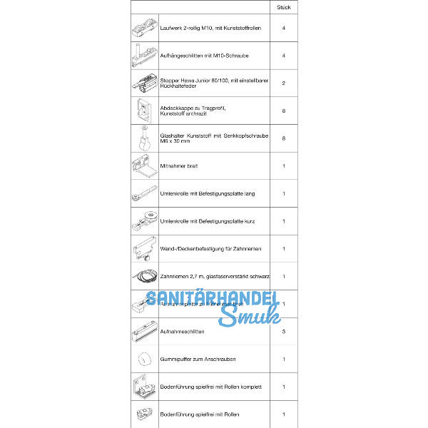 HAWA Junior 80/G Telescopic Teleskopbeschlag Glas 2-fl�gelig