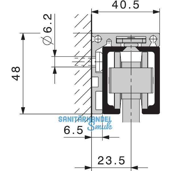 HAWA Junior 80 Glas Winkelprofil Wandmontage auf Ma� silber eloxiert