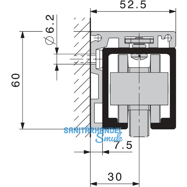 HAWA Junior 120 Holz/Glas Winkelprofil Wandmontage auf Ma� silber
