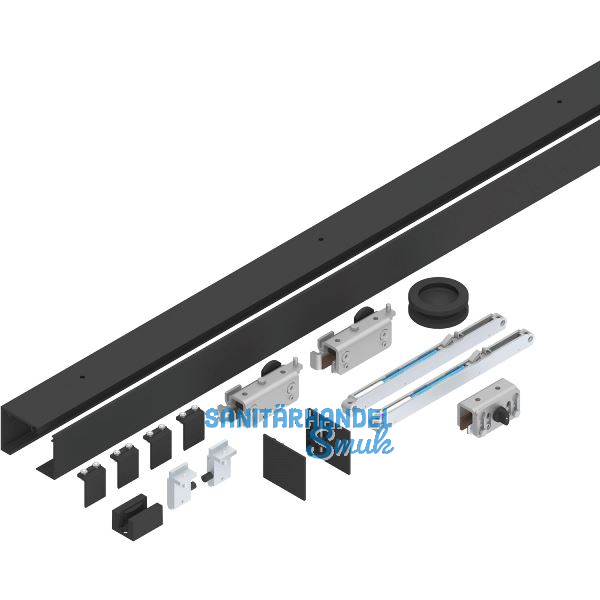 HELM GT-L 50 Beschlagset Glas 8-10 mm L=2000 mm Wand 50 kg Alu schwarz matt