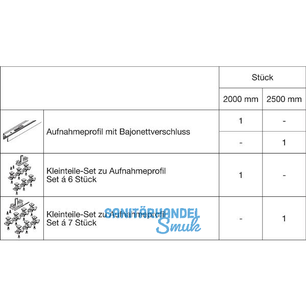 HAWA-Junior 40 Pocket Montageset Wandtasche L=2000 mm Alu farblos eloxiert