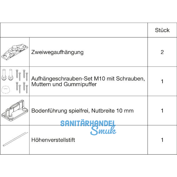 HAWA Junior 100/Z Grundbeschlagset Holz ohne Laufwerk