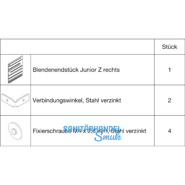 HAWA Junior 100/Z Abdeckkappen-Set zu Clipblende 59 mm rechts silber (30142)