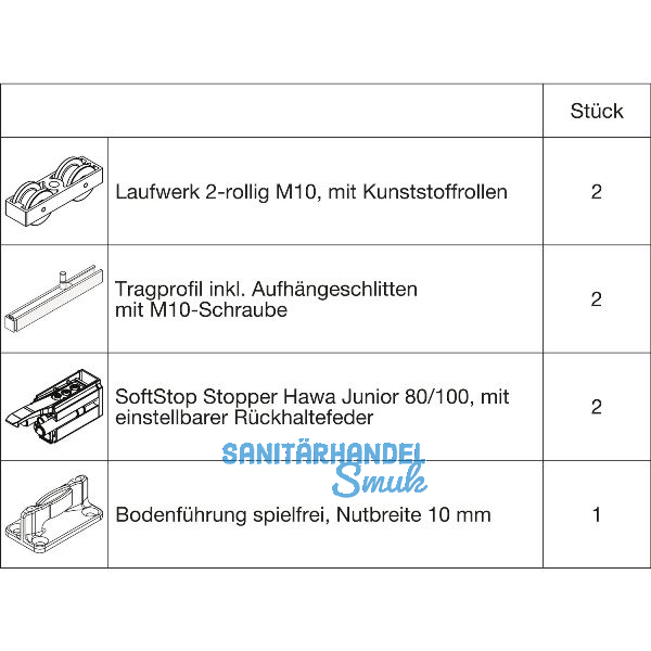 HAWA Junior 100/B Beschlagset Holz SoftStop (30225)