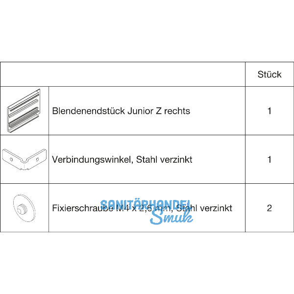 HAWA-Junior 100/B Abdeckkappen-Set Clipblende 53 mm rechts silber (30146)