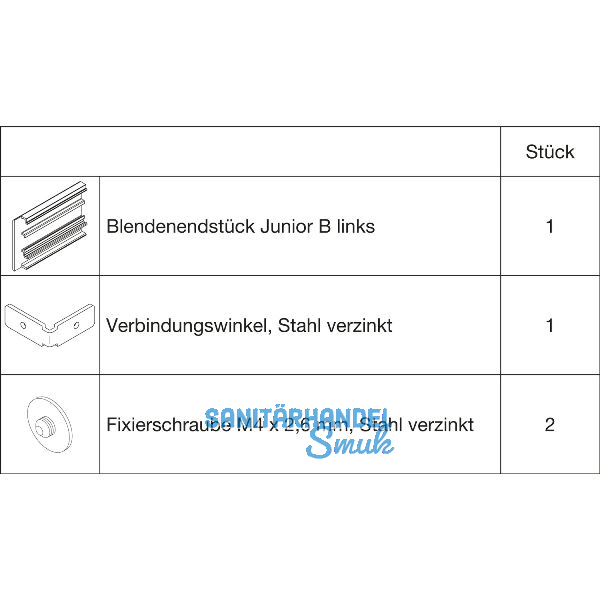 HAWA-Junior 100/B Abdeckkappen-Set Clipblende 60 mm links silber (30147)