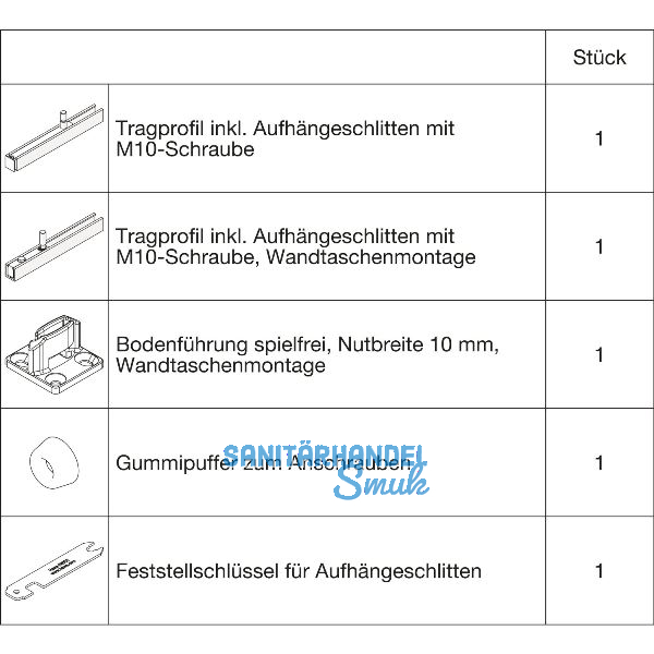 HAWA Junior 100/B-Pocket Grundbeschlagset Holz ohne Laufwerk (30154)