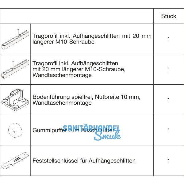 HAWA Junior 100/B-Pocket Grundbeschlagset Holz Tragschraube 20 mm l�nger