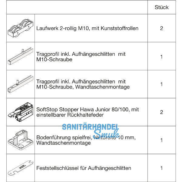 HAWA Junior 100/B-Pocket Beschlagset Holz SoftStop (30248)