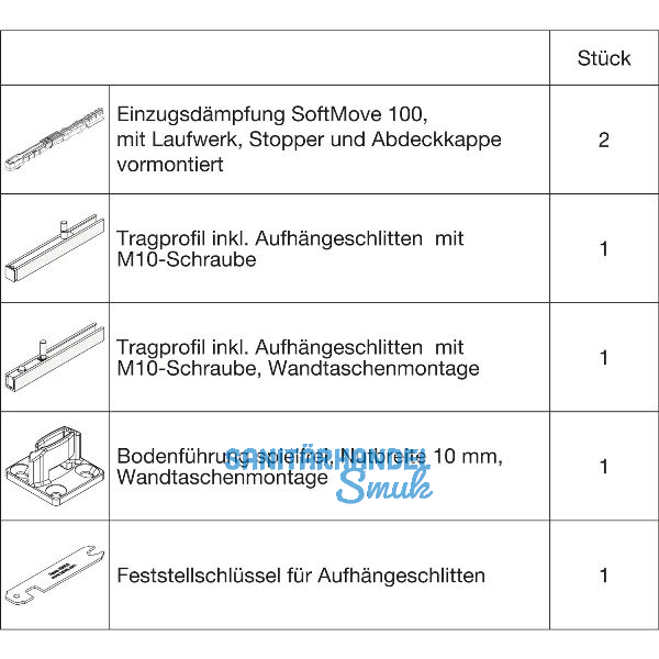 HAWA Junior 100/B-Pocket Beschlagset Holz SoftMove (30255)