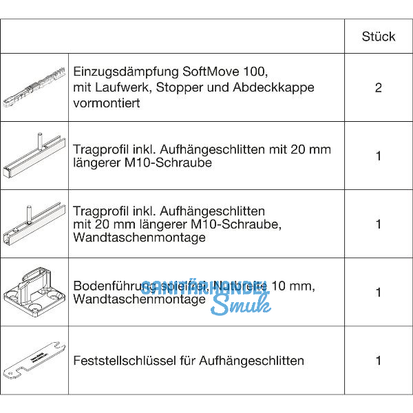HAWA Junior 100/B-Pocket Beschlagset Holz SoftMove +20 mm (30266)