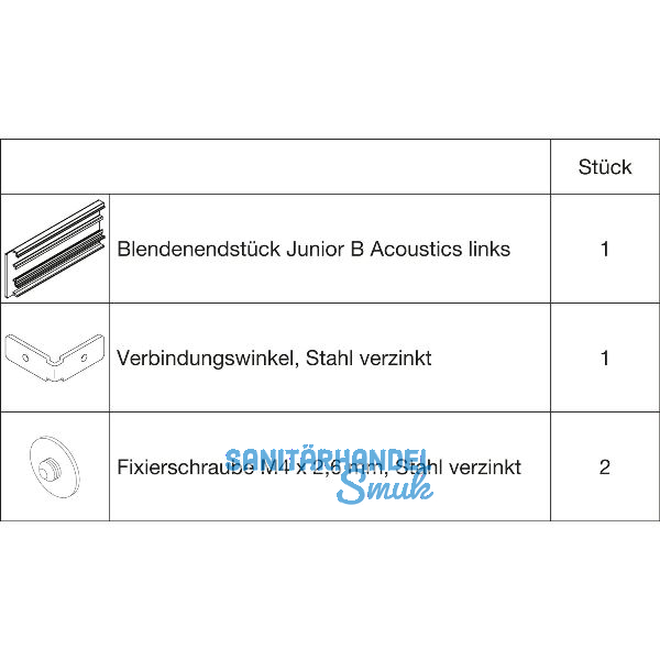 HAWA-Junior 100/B Acoustics Abdeckkappen-Set Clipblende 95 mm links silber
