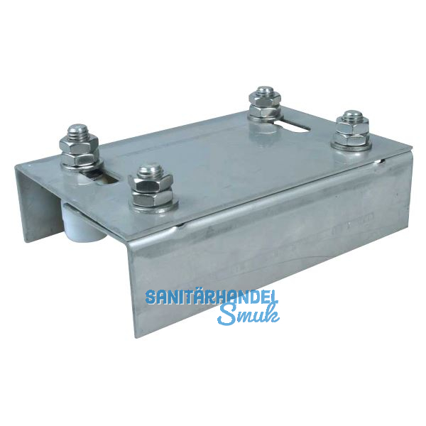 Torf�hrung verstellbar mit 4 Kunststoffrollen � 42 mm, Stahl verzinkt