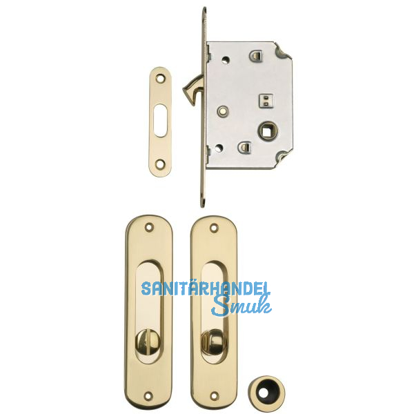 Schiebet�rschloss- u. Griffset, DM 50, Nu� 8 mm, Messing poliert