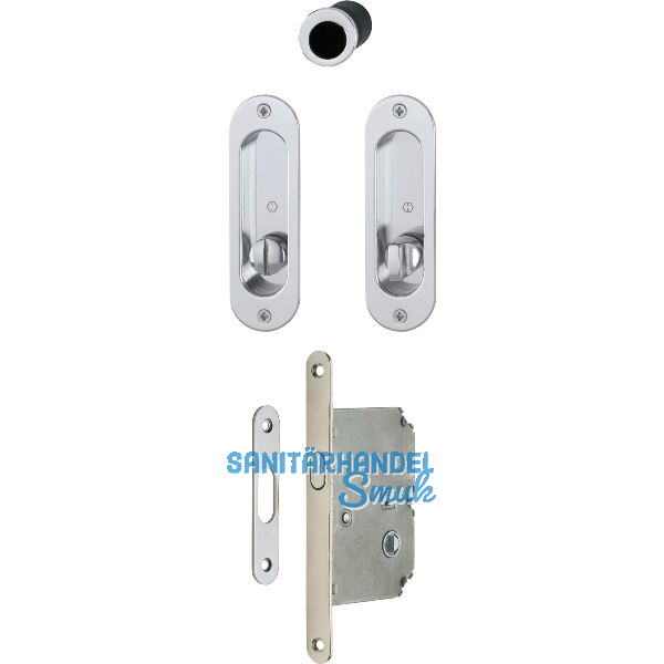 HOPPE Schiebet�rmuschel Set 4930 - WC mit Schloss, oval, verchromt satiniert