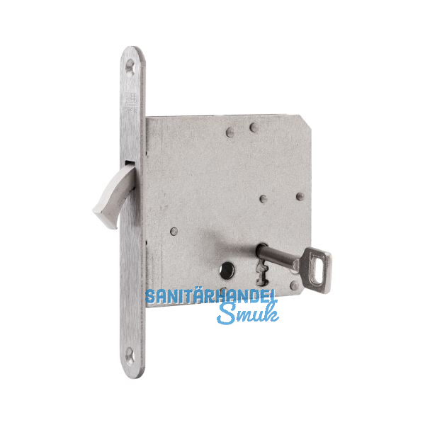 Schiebet�rschloss m. vernickeltem Bogenriegel, BB, DM 65, Stulp rund, Edelstahl