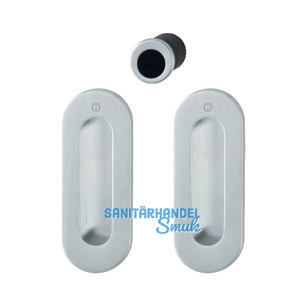 HOPPE Schiebet�rmuschel Set M472 - BL, ovale Rosette, Messing verchromt matt