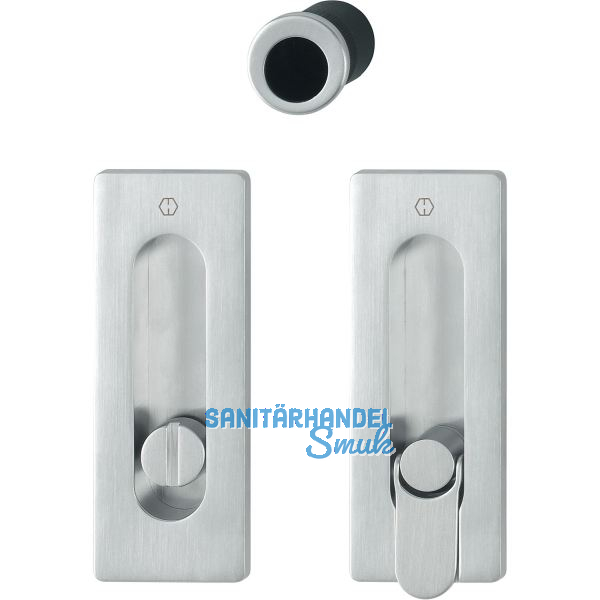 HOPPE Schiebet�rmuschel Set M464 - WC,eckige Rosette,Messing verchromt satiniert