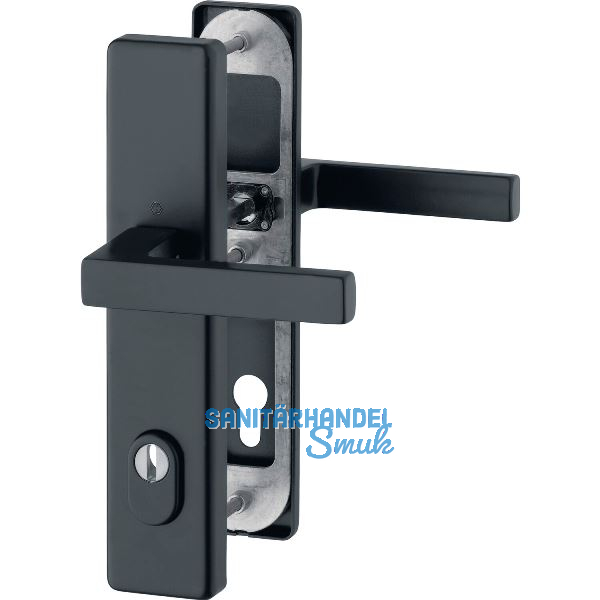 SH-Dr�ckergarnitur AUSTIN auf Schild PZ 72, T�rst�rke 62-67, schwarz matt