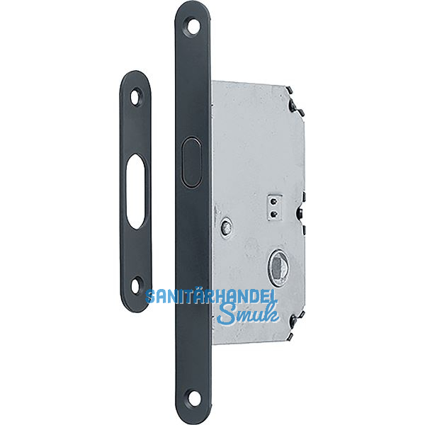 HOPPE Schiebet�rschloss mit Bogenriegel, WC, DM 50, rund, Messing schwarz matt