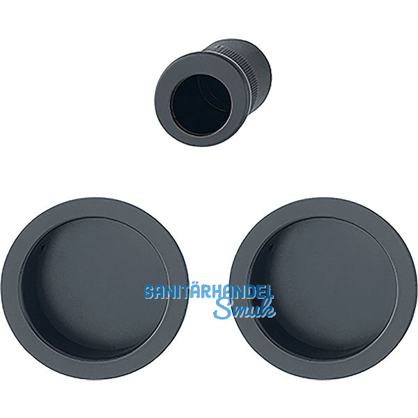 HOPPE Schiebet�rmuschel Set 4920 - BL, runde Rosette, Aluminium schwarz matt