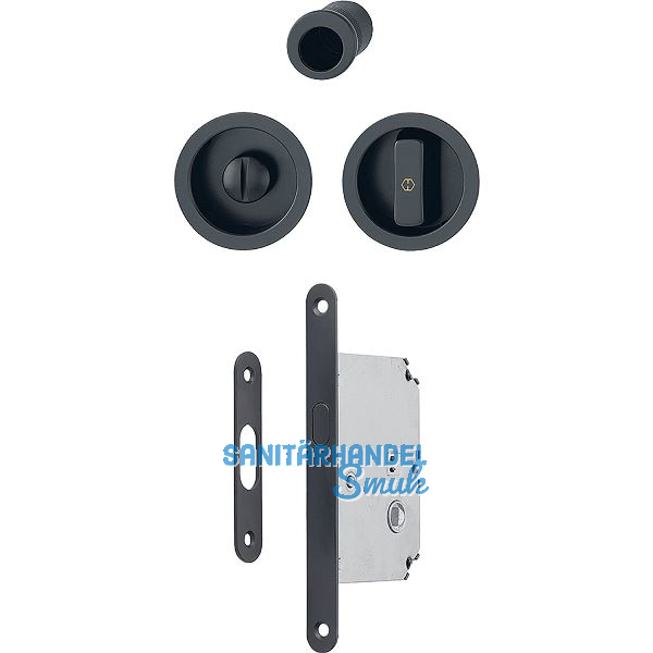 HOPPE Schiebet�rmuschel Set 4920 - WC mit Schloss, rund, schwarz matt