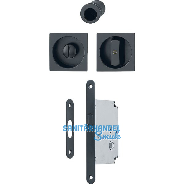 HOPPE Schiebet�rmuschel Set 4921 - WC mit Schloss, eckig, schwarz matt