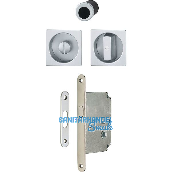 HOPPE Schiebet�rmuschel Set 4921 - WC mit Schloss, eckig, verchromt matt