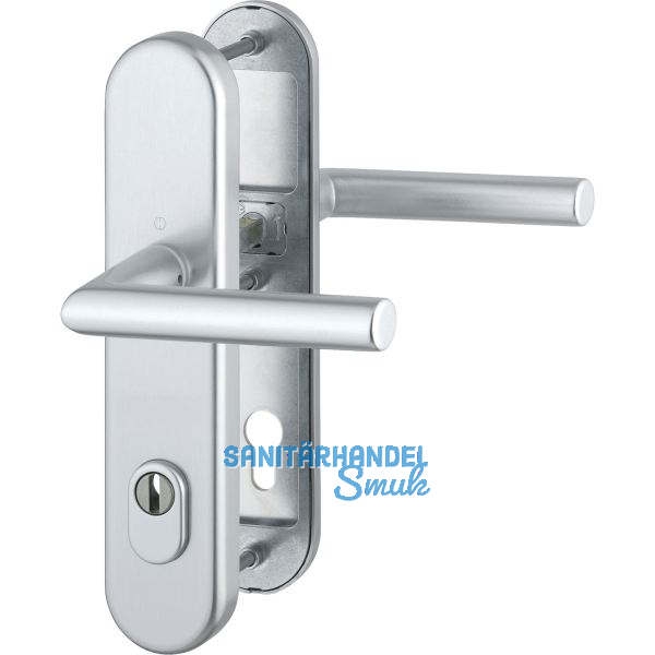 Sicherheits-Dr�ckergarnitur AMSTERDAM, PZ88 Kernziehschutz, RC2, silber eloxiert