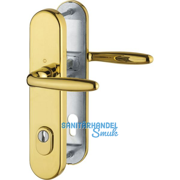 Sicherheits-Dr�ckergarnitur VERONA mit Kernziehschutz,PZ 88, RC2,Messing poliert