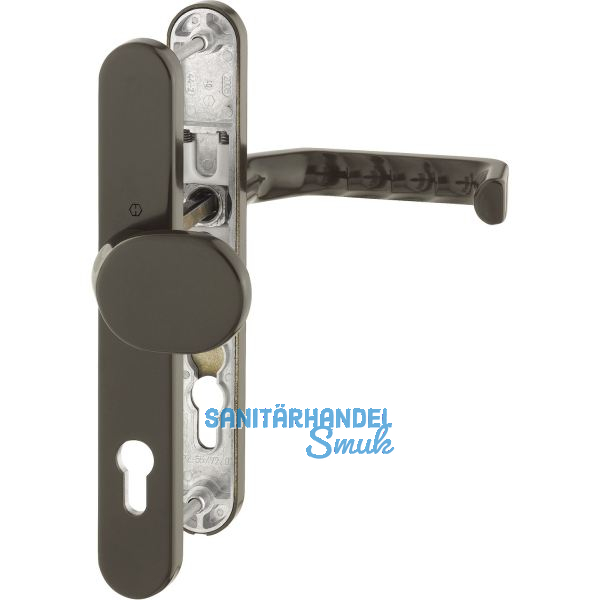 Wechselgarnitur LIVERPOOL - Schmalschild Knopf PZ, wahlweise, Alu braun elox