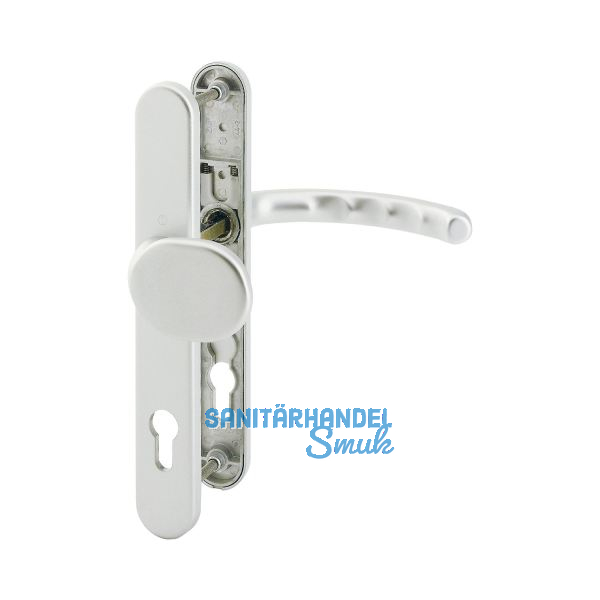 Wechselgarnitur LUXEMBOURG - m Knopf u. Langschild PZ88, Alu silber elox