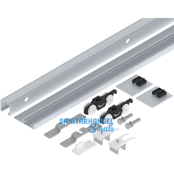 HELM 53 Beschlagset Wand Holz 50 kg Laufschiene L=1700 mm mit Blende silber