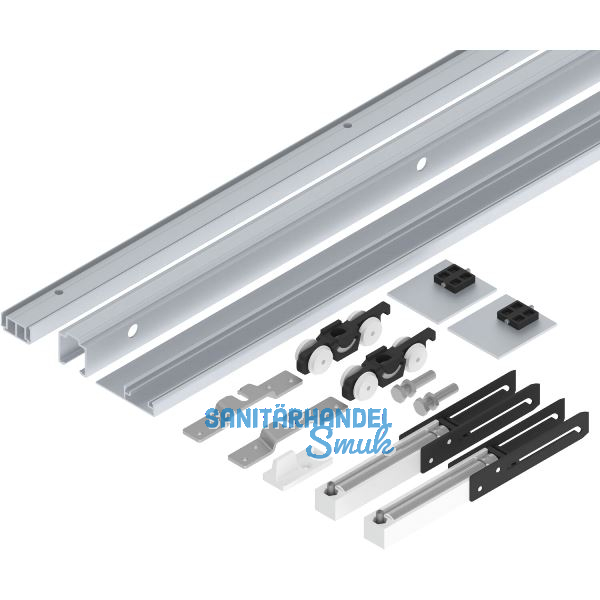 HELM 53 Beschlagset Wand Holz 50 kg Laufschiene L=1700 mm Blende D�mpfung silber