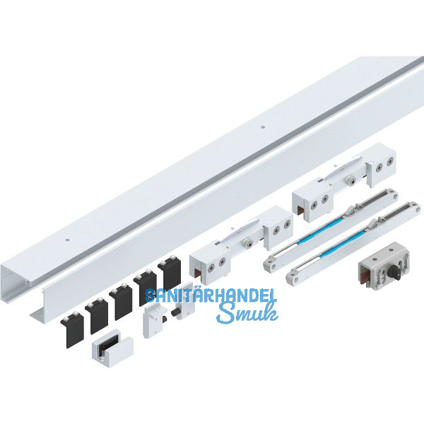 HELM GT-L 80 Beschlagset Glas 8-10,76 mm L=2000mm Deckenmontage silber eloxiert