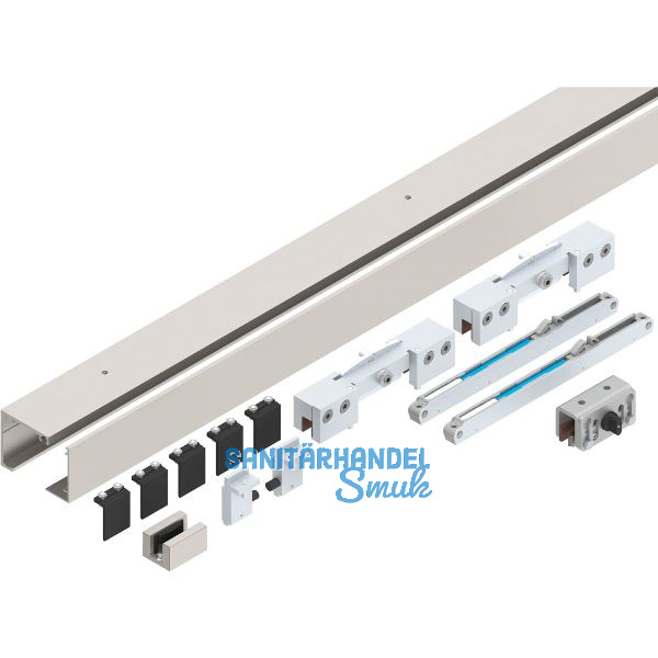 HELM GT-L 80 Beschlagset Glas 8-10,76 mm L=2000mm Deckenmontage Edelstahl-Effekt