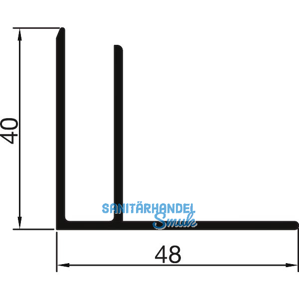 THYSSENKRUPP Syprotech Abschlussprofil F 10 mm, L=6000 mm, Alu blank