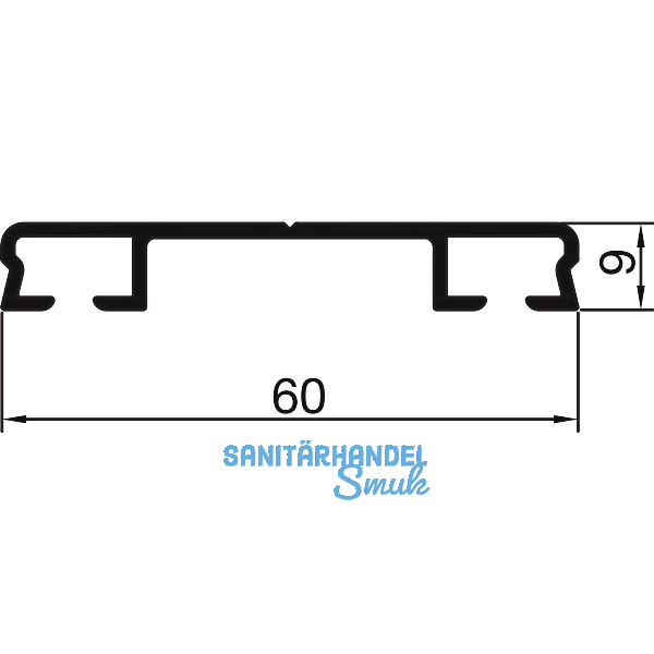 THYSSENKRUPP Syprotech Flachdeckschiene 60/9 ungelocht L=6000 mm Alu blank