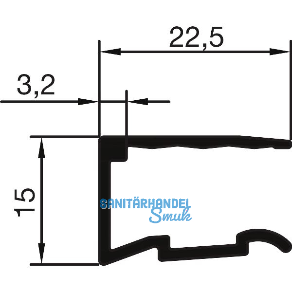 THYSSENKRUPP Syprotech Abschlussprofil U 10 mm light, L=2100 mm, Alu blank