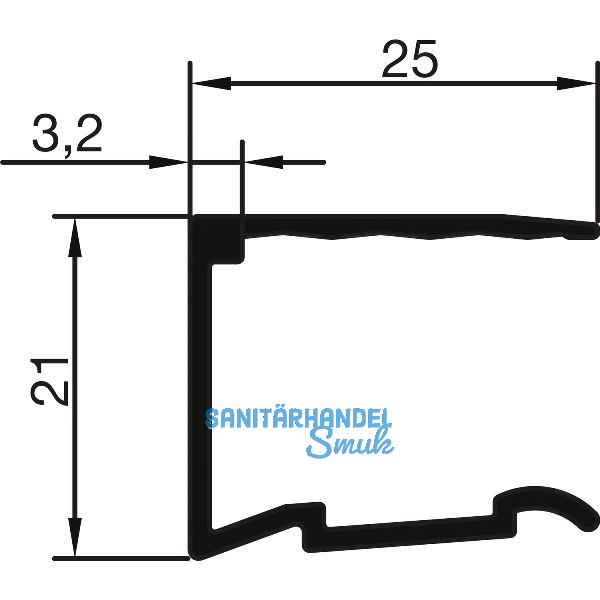 THYSSENKRUPP Syprotech Abschlussprofil U 16 mm light, L=6350 mm, Alu blank