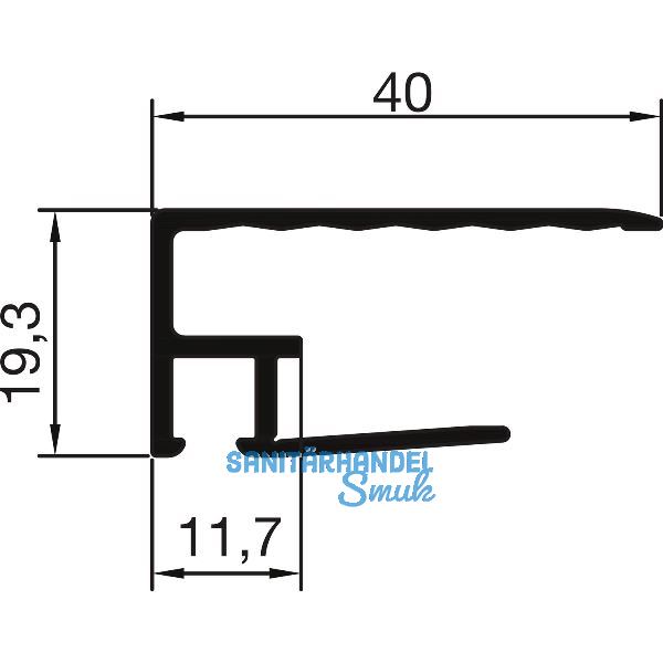THYSSENKRUPP Syprotech Tropfnasenprofil U 16 mm, L=2100 mm, Alu blank