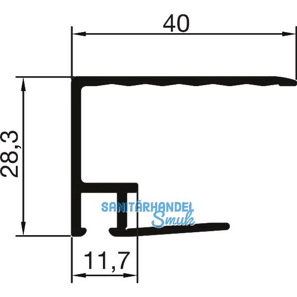 THYSSENKRUPP Syprotech Tropfnasenprofil U 25 mm, L=6350 mm, Alu blank