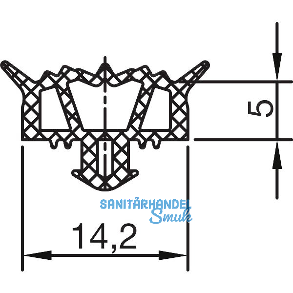 THYSSENKRUPP Syprotech Systemdichtung 5 f�r Glas, L=60 m, EPDM schwarz