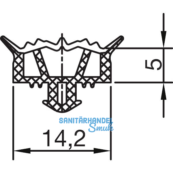 THYSSENKRUPP Syprotech Systemdichtung 5 f�r Kunststoff, L=60 m, EPDM wei�