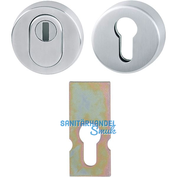 HOPPE Sicherheits-Zylinderrosettenpaar rund mit Kernziehschutz, Edelstahl matt