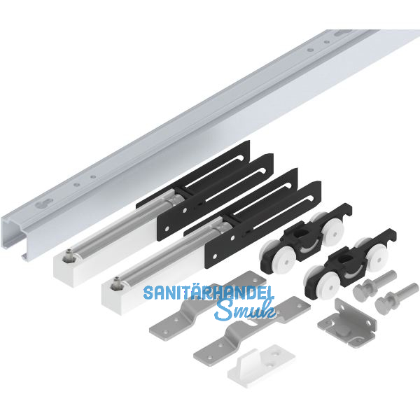 HELM 53 Beschlagset Wand Holz 50 kg Laufschiene L=1700 mm 2 D�mpfungen silber